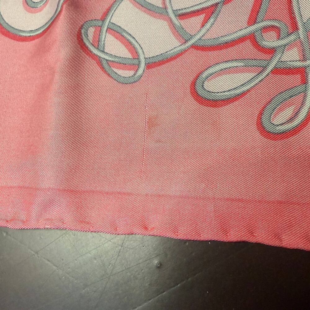 Authentic Hermès Vinci Scarf 1968 Françoise Héron Coral Silk 35x35 Certified - Picture 6 of 7